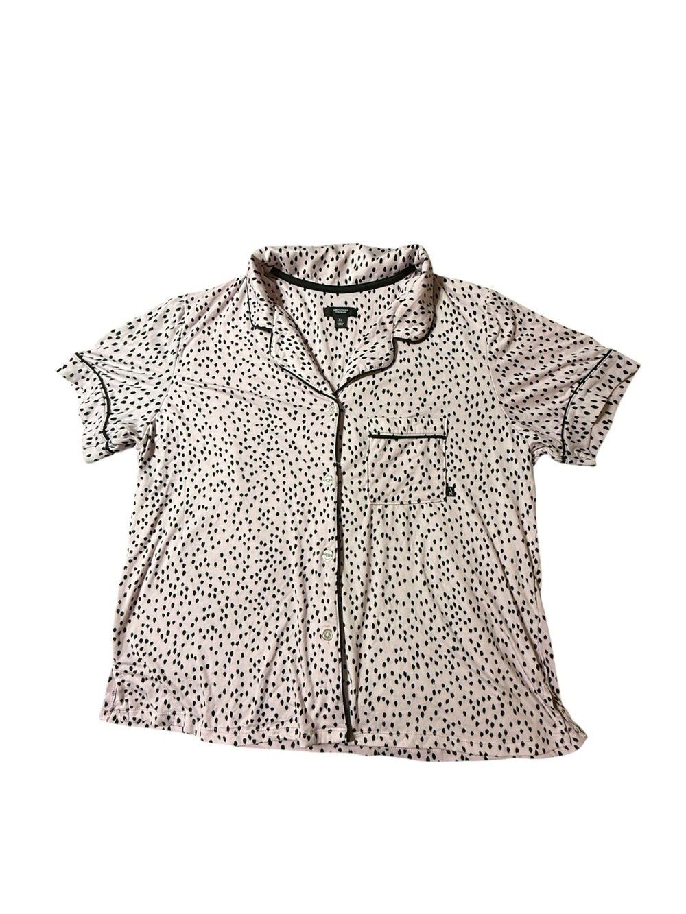 Simply Vera Vera Wang XL Pajama Top Pink Black Polka Dot SS Button Front Lounge